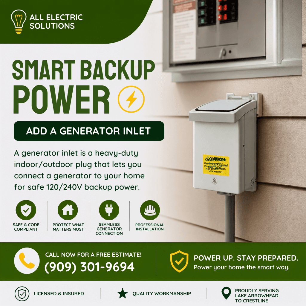 Generator Inlet Installation for Safe Backup Power in Crestline image